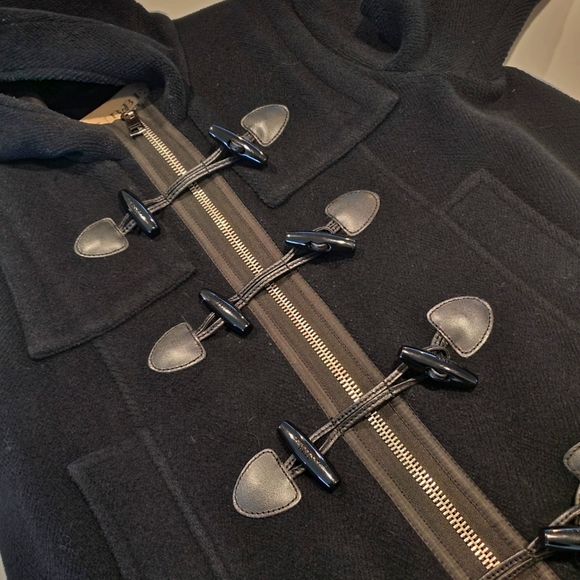 Burberry Burwood Black 100% Wool Duffle Toggle & Zip Hooded Coat - Picture 4 of 12